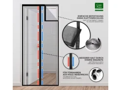 Fliegengitter Johnny Gestreift Klebemontage Klettverschluss 90 x 210 cm*Karat Hot