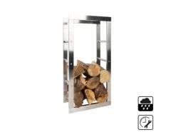 Kaminholzregal Chios Silbernes Regal für Brennholz Wetterbeständig 40 x 80 x 25 cm*Karat Outlet