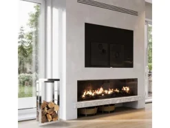 Kaminholzregal Chios Silbernes Regal für Brennholz Wetterbeständig 40 x 80 x 25 cm*Karat Outlet
