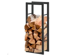 Karat Kaminholzregale|Kaminholzregal Kreta Schwarz Brennholzregal für Innen und Außen 80 x 25 x 100 cm