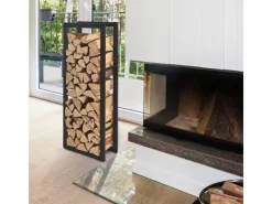 Karat Kaminholzregale|Kaminholzregal Kreta Schwarz Brennholzregal für Innen und Außen 80 x 25 x 80 cm