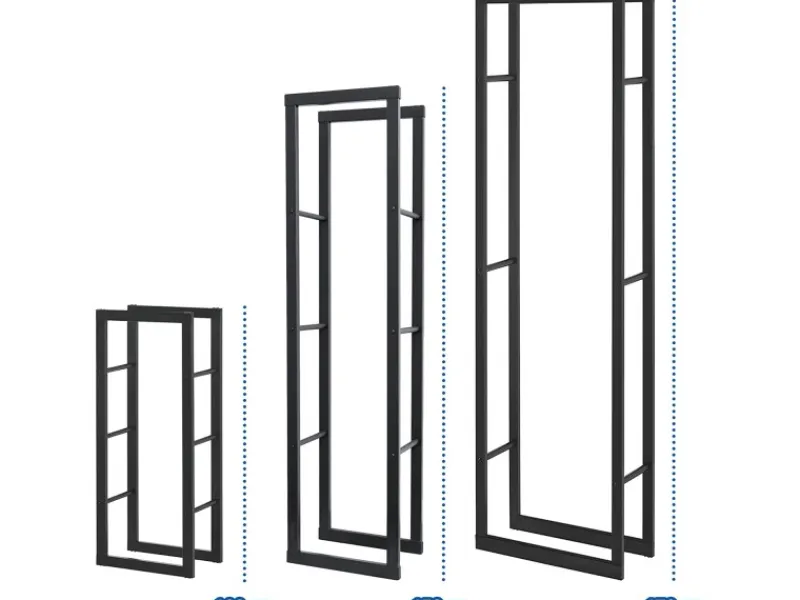 Karat Kaminholzregale|Kaminholzregal Kreta Schwarz Brennholzregal für Innen und Außen 80 x 25 x 80 cm