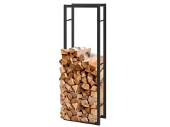 Kaminholzregal Kreta Schwarz Brennholzregal für Innen und Außen 150 x 25 x 85 cm*Karat Discount