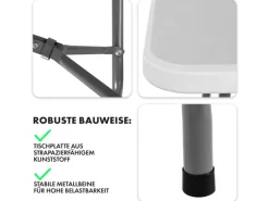 Klapptisch Fukui Höhenverstellbar Wetterfest für Innen und Außen 120 x 60 cm*Karat Hot