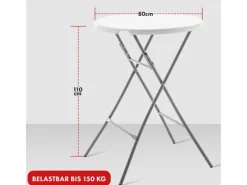 Klapptisch Nagano Runder Gartentisch Stehtisch Faltbar Wetterfest Ø 80 cm*Karat