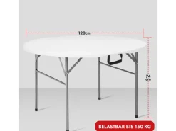 Karat Gartentische|Klapptisch Shiga Runder Gartentisch Faltbar mit Tragegriff Ø 120 cm