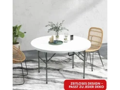 Karat Gartentische|Klapptisch Shiga Runder Gartentisch Faltbar mit Tragegriff Ø 120 cm