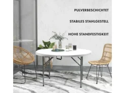 Karat Gartentische|Klapptisch Shiga Runder Gartentisch Faltbar mit Tragegriff Ø 120 cm