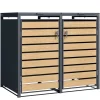 Mülltonnenbox Johan Edelstahlrahmen und Holzdekor 132 x 80 x 116 cm 2 Türen*Karat Outlet
