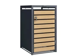 Mülltonnenbox Johan Edelstahlrahmen und Holzdekor 68 x 80 x 116 cm 1 Tür*Karat