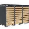 Mülltonnenbox Johan Edelstahlrahmen und Holzdekor 198,5 x 80 x 116 cm 3 Türen*Karat Outlet