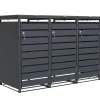 Karat Weitere Ordnungssysteme Für Den Garten|Mülltonnenboxen|Mülltonnenbox Magnus mit Edelstahlrahmen 198,5 x 80 x 116 cm 3 Türen