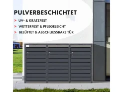 Karat Weitere Ordnungssysteme Für Den Garten|Mülltonnenboxen|Mülltonnenbox Magnus mit Edelstahlrahmen 198,5 x 80 x 116 cm 3 Türen