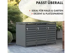 Karat Weitere Ordnungssysteme Für Den Garten|Mülltonnenboxen|Mülltonnenbox Magnus mit Edelstahlrahmen 198,5 x 80 x 116 cm 3 Türen