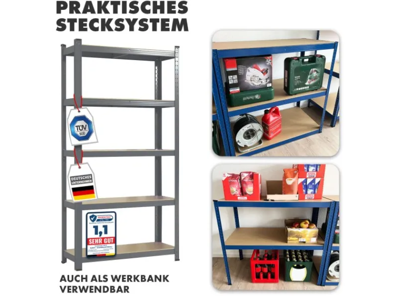 Karat Kaminholzregale|Schwerlastregal Grizzly Anthrazit-Grau Traglast 875 kg 180 x 120 x 60 cm