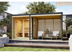 Karibu Outdoor Whirlpools|Anbaudach für Saunahaus 