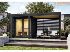 Karibu Outdoor Whirlpools|Anbaudach für Saunahaus 