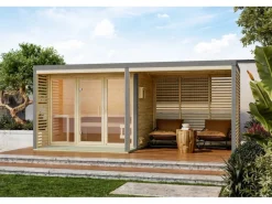 Anbaudach für Saunahaus "Seros" Naturbelassen /Graualuminium*Karibu Online