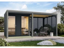 Anbaudach für Saunahaus "Seros" Anthrazit/Graualuminium*Karibu Best
