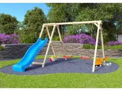 Doppelschaukel Felix mit Klettergerüst & Rutsche*Karibu Hot