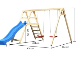Doppelschaukel Felix mit Klettergerüst & Rutsche*Karibu Hot