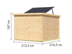 Fahrradgarage 4 m. Solarkit Naturbelassen 167 x 209 x 212 cm*Karibu Clearance