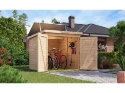 Fahrradgarage 3 m. Solarkit Naturbelassen 167 x 159 x 212 cm*Karibu