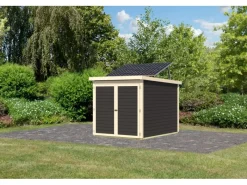 Fahrradgarage 3 m. Solarkit Terragrau 167 x 159 x 212 cm*Karibu Sale