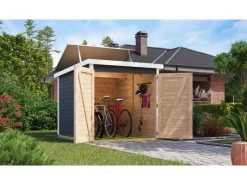 Fahrradgarage 3 m. Solarkit Terragrau 167 x 159 x 212 cm*Karibu Sale