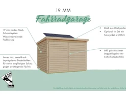 Fahrradgarage 3 m. Solarkit Terragrau 167 x 159 x 212 cm*Karibu Sale