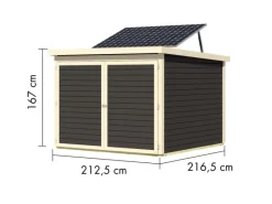 Fahrradgarage 4 m. Solarkit Terragrau 167 x 209 x 212 cm*Karibu New