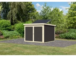 Fahrradgarage 4 m. Solarkit Terragrau 167 x 209 x 212 cm*Karibu New