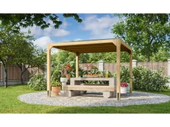 Karibu Pavillons|Fyrkant Pavillon Naturbelassen 320 cm x 320 cm