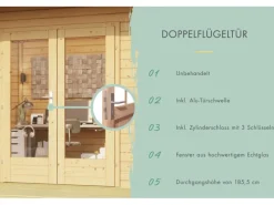 Gartenhaus Adelie Naturbelassen 238 x 393 x 393 cm*Karibu New