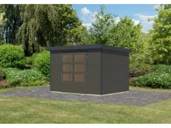 Kinder Karibu Kinder-Gartengeräte|Gartenhaus Diego 4 B Terragrau/Anthrazit 209 x 298 x 213 cm