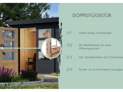 Karibu Gartenschränke|Gartenhaus Diego 3,5 C Anthrazit/Graualuminium 209 x 238 x 242 cm