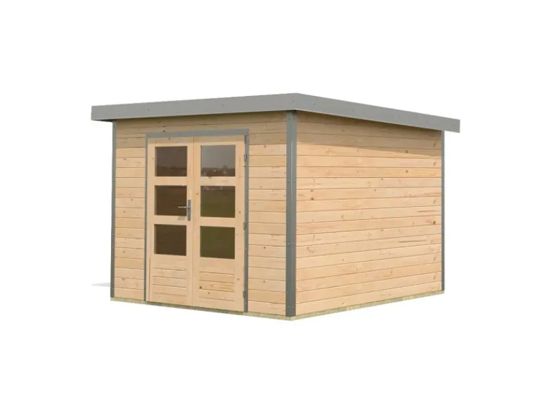 Gartenhaus Domingo A Naturbelassen/Grau 218,5 x 270 x 270 cm*Karibu New