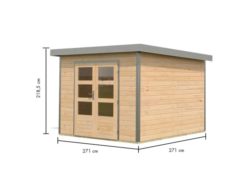 Gartenhaus Domingo A Naturbelassen/Grau 218,5 x 270 x 270 cm*Karibu New