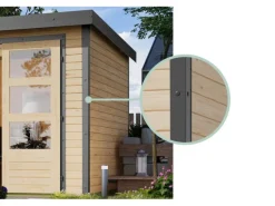 Gartenhaus Domingo A Naturbelassen/Grau 218,5 x 270 x 270 cm*Karibu New