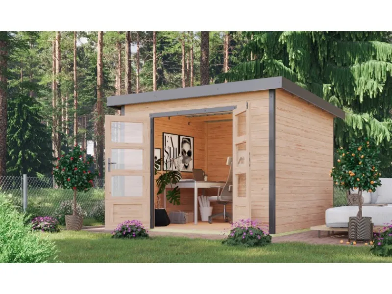 Gartenhaus Domingo A Naturbelassen/Grau 218,5 x 270 x 270 cm*Karibu New