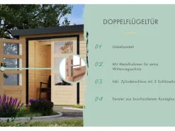 Gartenhaus Domingo A Naturbelassen/Grau 218,5 x 270 x 270 cm*Karibu New