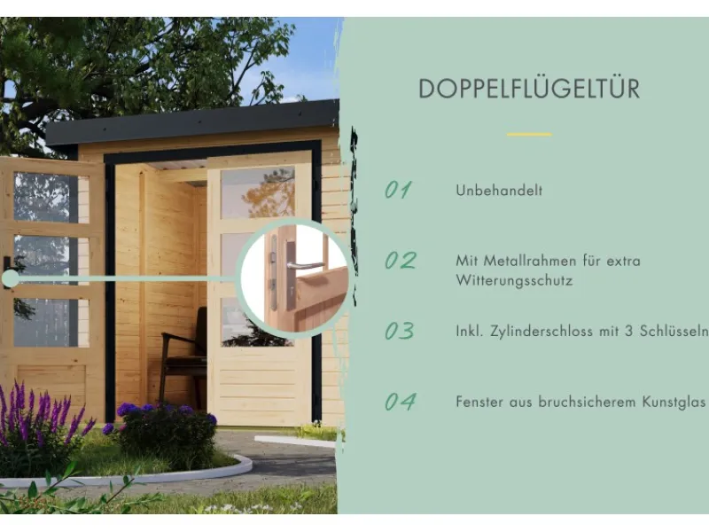 Gartenhaus Domingo A Naturbelassen/Grau 218,5 x 270 x 270 cm*Karibu New