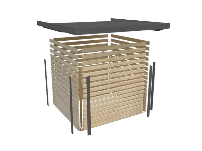 Gartenhaus Domingo A Naturbelassen/Grau 218,5 x 270 x 270 cm*Karibu New