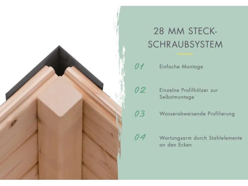 Gartenhaus Domingo A Naturbelassen/Grau 218,5 x 270 x 270 cm*Karibu New