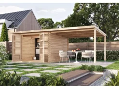 Gartenhaus Dortmund Set mit Anbaudach*Karibu Best