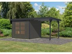 Gartenhaus Ernesto 3 B Anbaudach Terragrau/Anthrazit 209 x 238 x 213 cm*Karibu Best