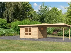 Gartenhaus Jeebel 4 m. Schleppdach 400 cm Naturbelassen*Karibu Clearance