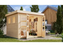 Kinder Karibu Kinder-Gartengeräte|Gartenhaus Maradi 3,5 Naturbelassen 211 x 238 x 242 cm