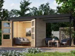 Gartenhaus Set Ernesto D Wassergrau-Anthrazit 4,45 m²*Karibu Hot