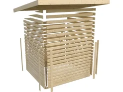 Kinder Karibu Kinder-Gartengeräte|Laubbläser|Gartenhaus Set Retola 6 Terragrau mit Anbauschrank 9,03 m²